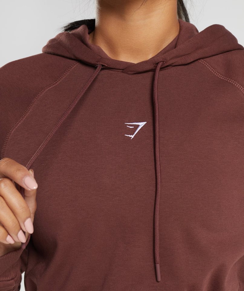 Women's Gymshark Training Cropped Hoodie Dark Brown | NZ 8KCGLY